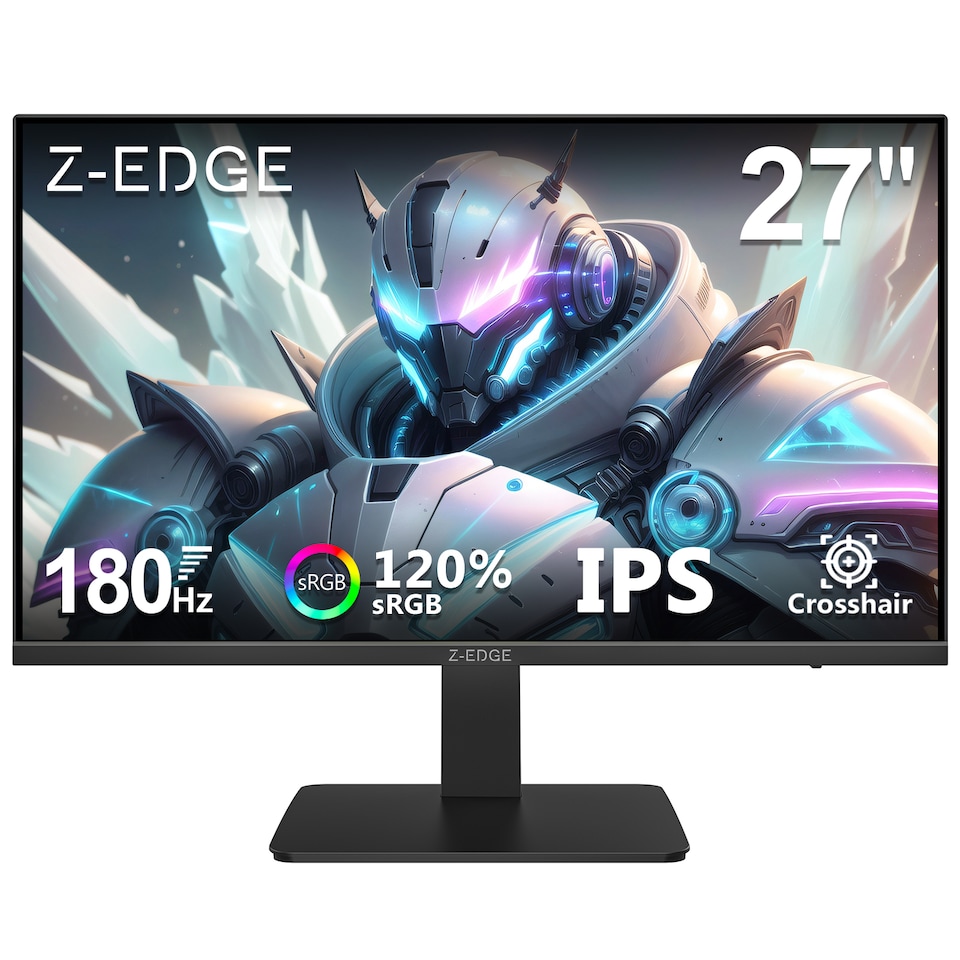 image 1 of Z-EDGE UG27F 27 inches 180Hz IPS FHD 1080P LED Gaming Monitor, HDMI(2.0)x1 and DP(1.4)x1 Support HDR FreeSync 1MS Response Time | Black | 1