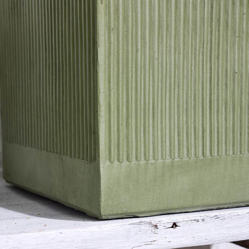 image 1 of Dibor Small Fibre Clay Outdoor Garden Planter – Sage Green