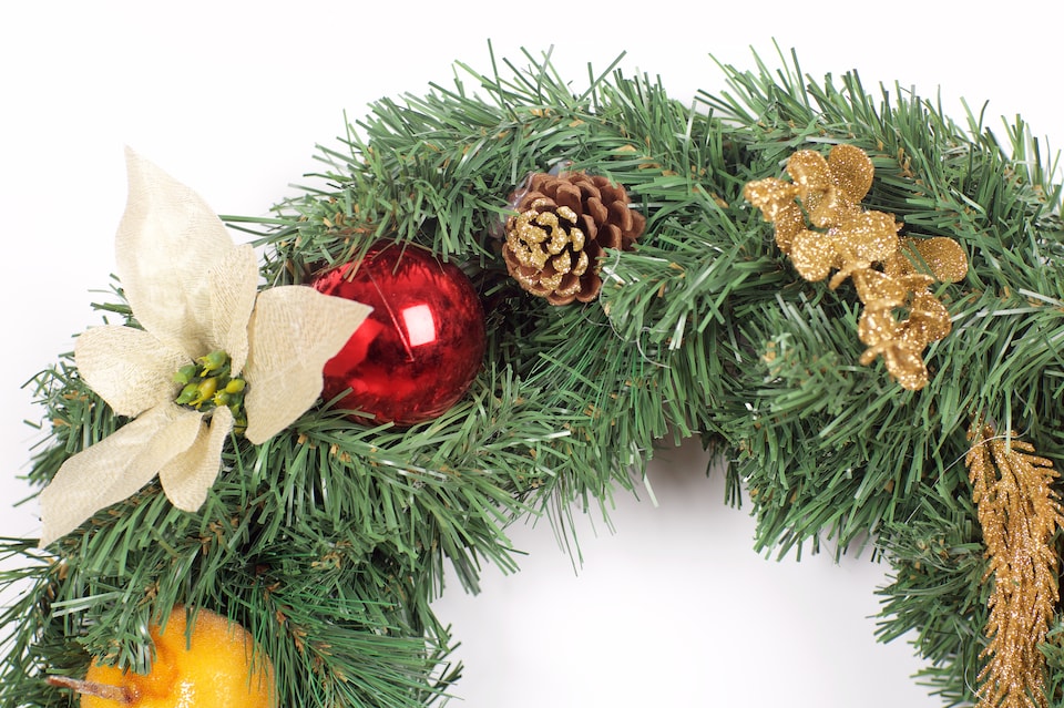 image 1 of Best Artificial 12ft/360cm Copper Bronze Decorated Christmas Garland With Gold Dusted Acorns and 100 Warm White Battery LED's