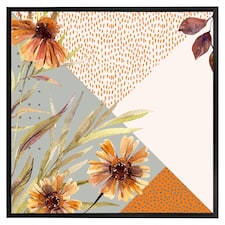 Autumn geometric shapes and flowers (Picture Frame) Black | L