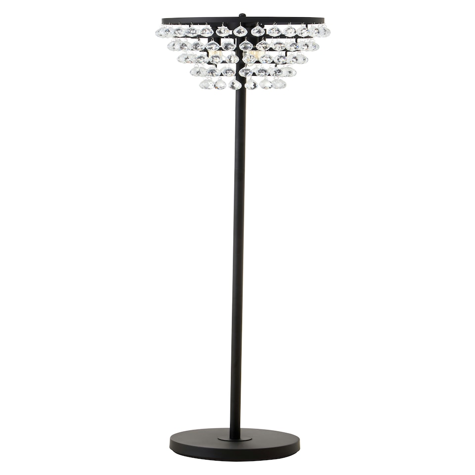image 1 of Interiors by Premier Clear Crystal Floor Lamp with Black Metal Frame, Elegant Transitional Floor Lamp with Crystal Beads Black