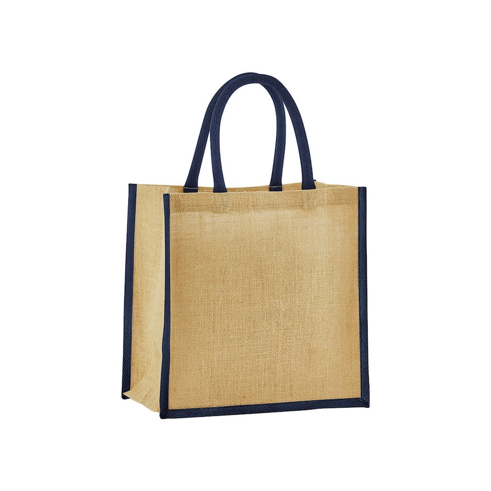 Westford Mill Mini Starched Jute 6L Shopper Bag - Natural/Navy - One Size Brown