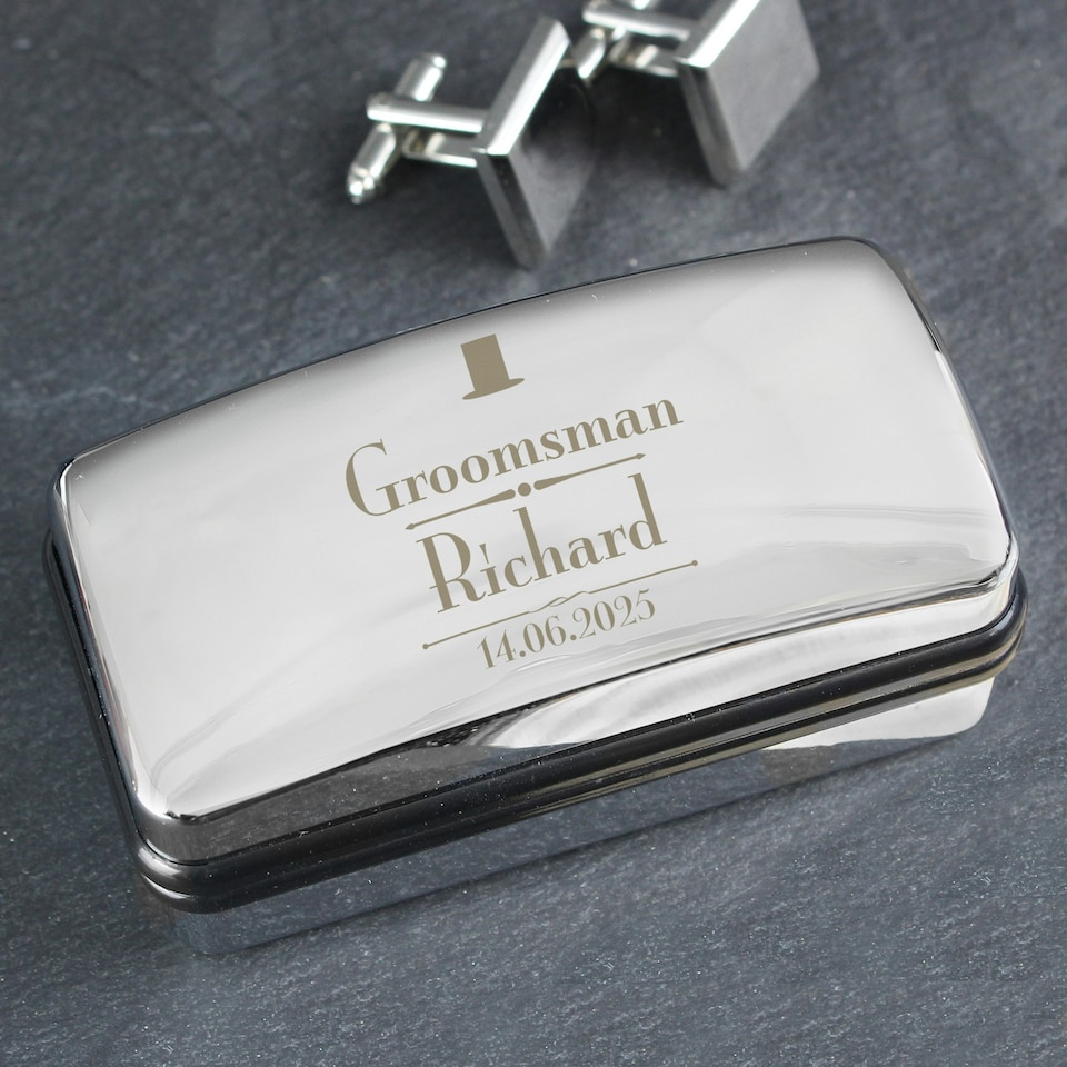 image 1 of Personalised Groomsman Cufflink Box