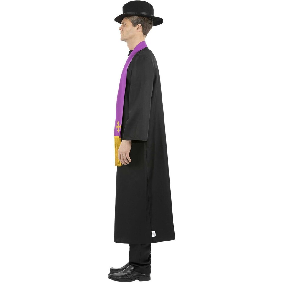 image 1 of The Exorcist Mens Father Merrin Priest Costume Set - Black/White/Purple - M M