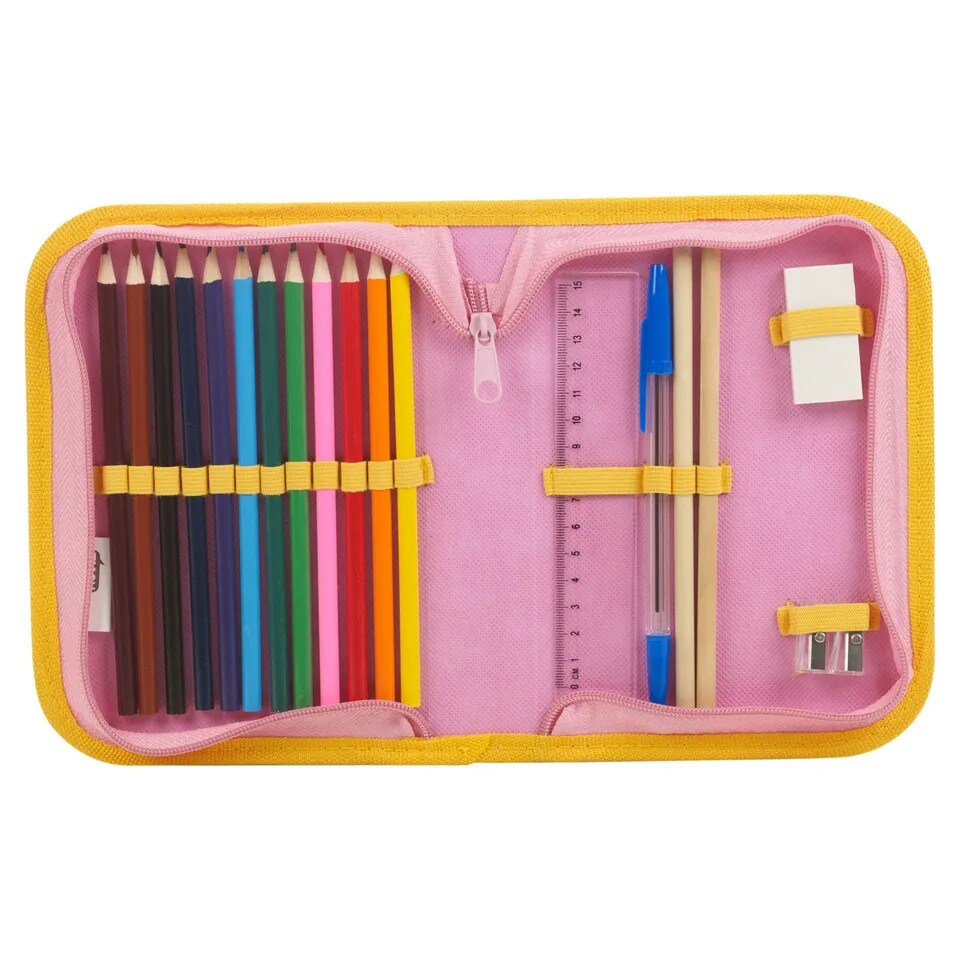 image 1 of 19-Pcs Filled Pencil Case School Stationery & Play Set | Multi | Emoji | 19
