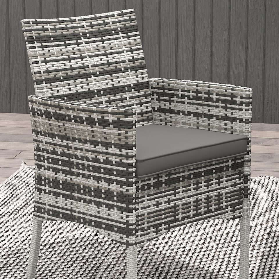 image 1 of Outsunny Rattan Outdoor Dining Table and Chairs for 4, Mixed Grey
