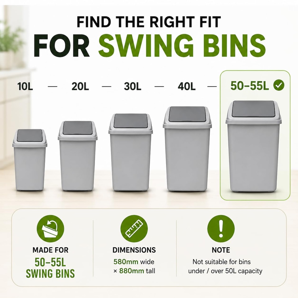 image 1 of Ecobag Heavy Duty Swing Bin Liners 55 Litre Extra Strong Leak Proof Tear Resistant