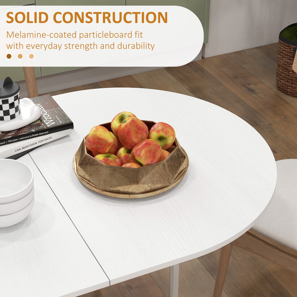 image 1 of HOMCOM Folding Dining Table, Drop Leaf Table for Small Spaces, Oval Tabletop for Dining Room, Ash Wood-Effect