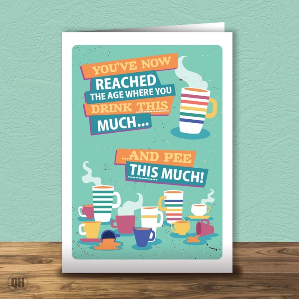image 1 of The Age Where You Drink This Much... And Pee This Much! - Funny Cartoon Birthday Card