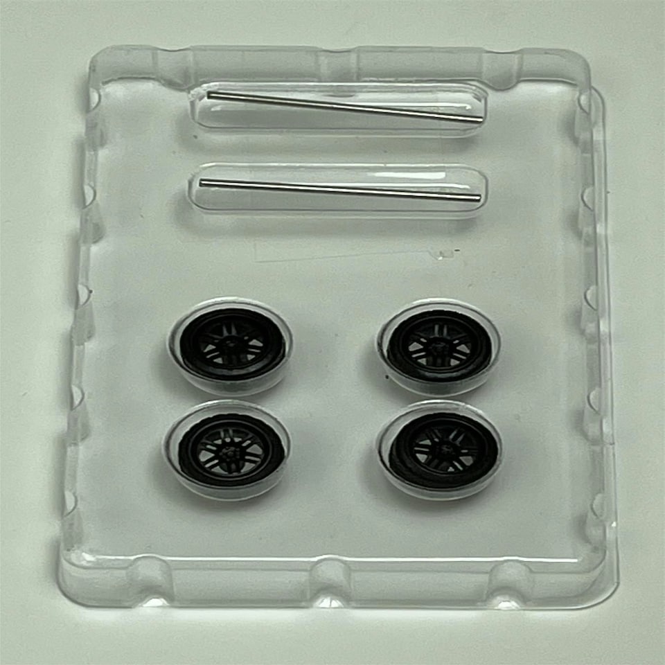 image 1 of BNDS Custom Wheel Parts Wheel and Tyre Set Flat Black 1:64 MOT Hobby BC26403SFB