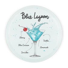 Blue Lagoon Cocktail Round Worktop Protector - Textured Glass Chopping Board