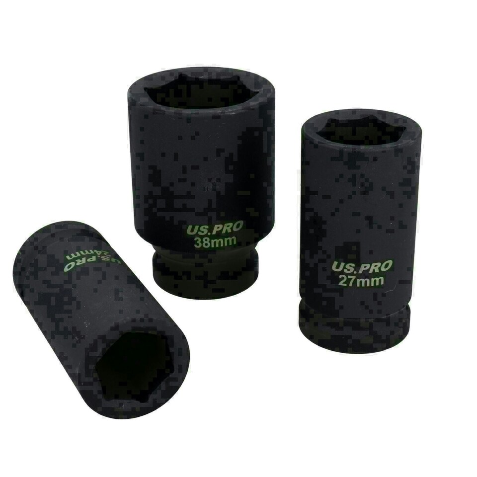 image 1 of 3/4" Ratchet 20 teeth 500mm Total Length + 8 Deep Impact Sockets 24 - 38mm