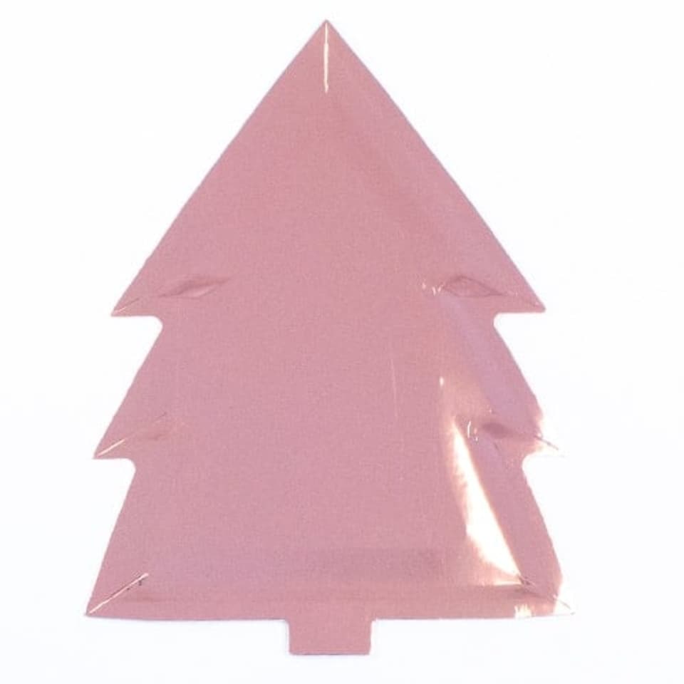 Rose Gold Christmas Tree Shaped Foil Paper Plates 30cm - Pack of 6