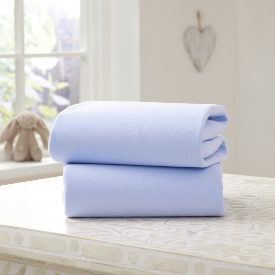 image 1 of Clair de Lune 2 Pack Pram/Crib Sheets - Blue