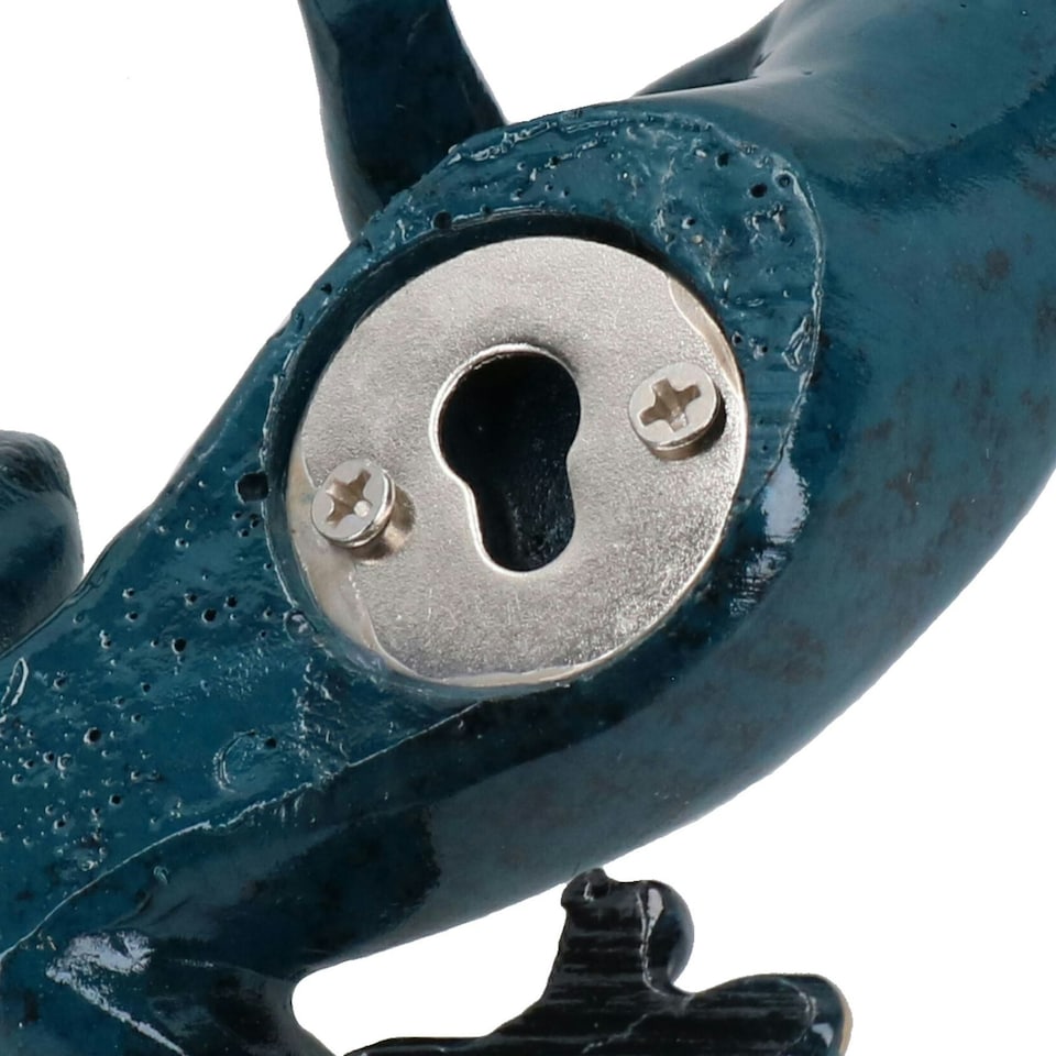 image 1 of Blue Gecko Lizard Resin Wall Shed Sculpture Decor Statue Small House Ornament
