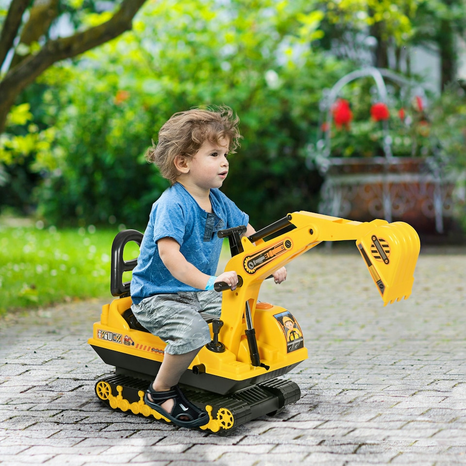 image 1 of HOMCOM Ride On Excavator Toy Tractors Digger Movable Walker Construction Truck