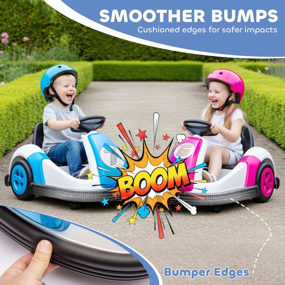 image 1 of AIYAPLAY Kids Bumper Car with 360-Degree Rotation Spin, Safety Belt, Blue
