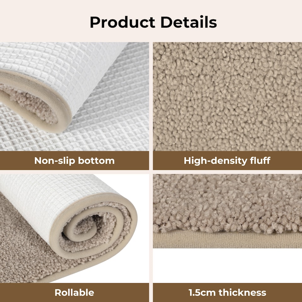 image 1 of Marlow 50x80CM Non-Slip Washable Kitchen Floor Runner Rug Mat | Cream | Beige