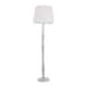image 3 of ValueLights Victoria Grey Wood Traditional Stem Floor Lamp with White Fabric Tapered Shade and LED Bulb