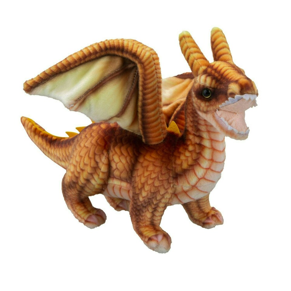image 1 of Dragon Brown Soft Toy Realistic Looking Dragon Plushe Cuddly Fantasy 25cm Brown