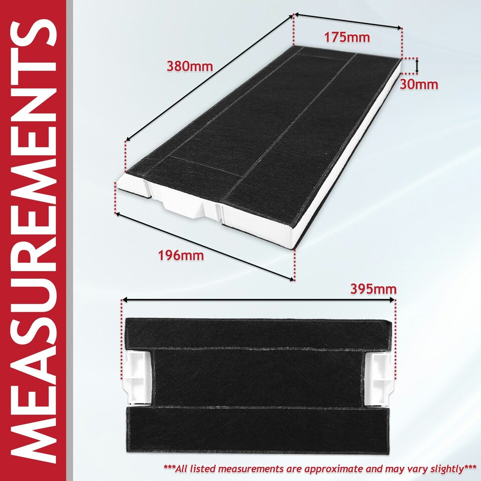 image 1 of SPARES2GO Carbon Filter for Siemens Cooker Hood Vent LI46630 LI46730 LI46930 00434229 (395mm x 196mm x 30mm)