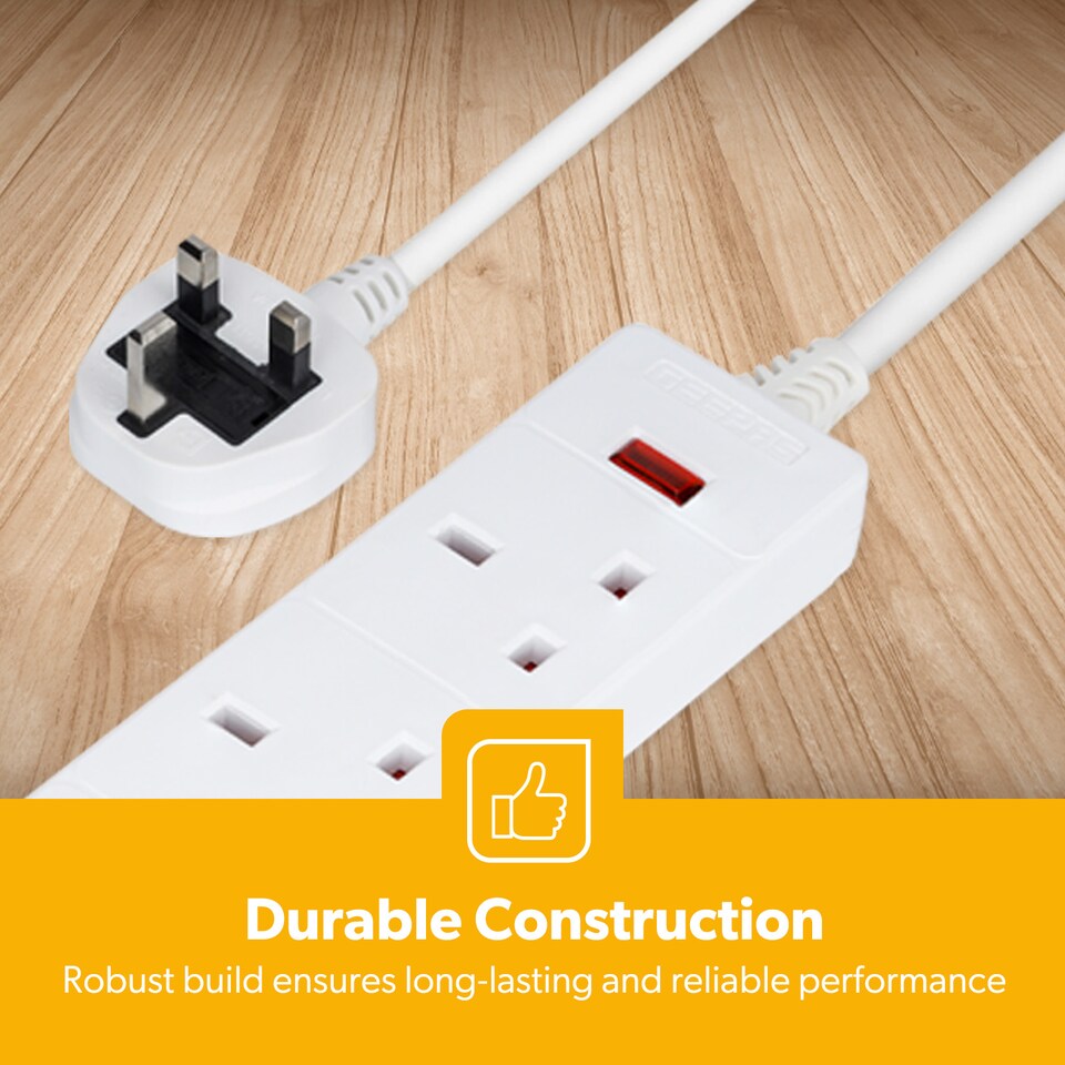 image 1 of GEEPAS 4 Gang Extension Lead, 2M Cable