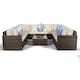 image 8 of Havana 10 Seat Rattan Sofa Conversation Set with Ice Bucket Coffee Table Brown | Ivory