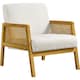 image 2 of Yaheetech Fabric Accent Chair with Rattan Sides Rubberwood Legs | White | Ivory