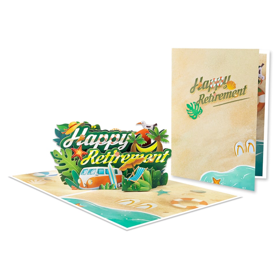 image 1 of Chill & Cheers Beach Themed 3D Pop Up Retirement Card
