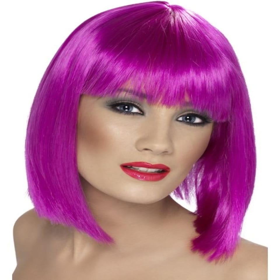 Glam Wig - Neon Purple - Short - Blunt with Fringe - 42141