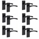 image 1 of Golden Grace 6 Pairs Victorian Scroll Astrid Door Handles Latch in Matt Black Finish - 120mm x 40mm Backplate Black