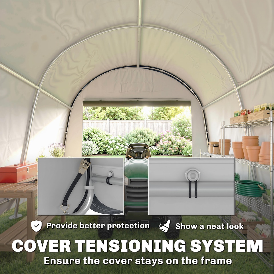image 1 of Outsunny 3 x 3(m) Garden Storage Tent, Heavy Duty Outdoor Shed, Grey | Grey