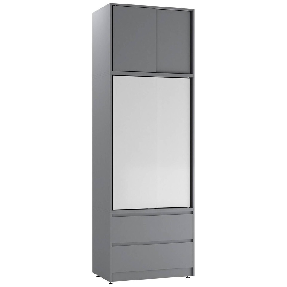 image 1 of 240cm 2 Sliding Doors Wardrobe Bedroom Storage Closet Hanging Rail Cupboard Unit | Multi | Grey Carcass & White Doors | 1