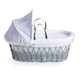 image 3 of Clair de Lune White Dimple Grey Wicker Moses Basket With Grey Rocking Stand