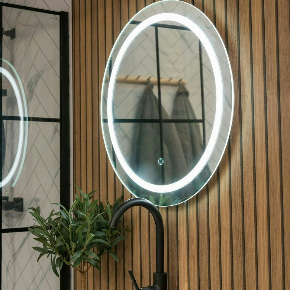 image 1 of ValueLights ValueLights Mirror IP44 Bathroom Round Demister Touch Control LED Strip 60cm Mirror Light