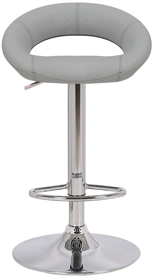 image 1 of Sorrento Real Leather Kitchen and Breakfast Bar Stool, Height Adjustable Swivel Gas Lift, Grey