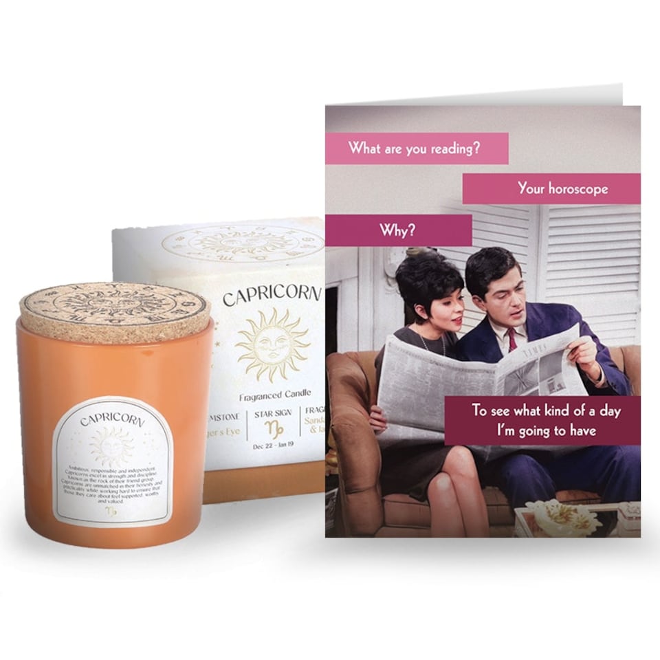 Capricorn Horoscope Card And Capricorn Candle - Card And Gift Bundle Multi | One Size