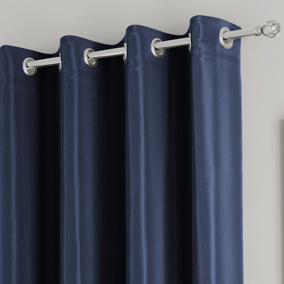 image 1 of Enhanced Living Nightfall Plain Supersoft Navy Thermal Blockout Eyelet Curtains (PAIR) - 66 x 72 inch (168 x 183cm)