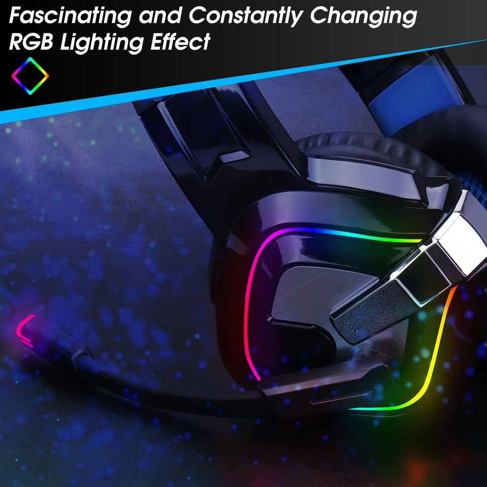 image 1 of Wired Gaming Headset for PC, PS4, PS5, XBOX, 3.5mm AUX with Microphone - August EPG100L Blue