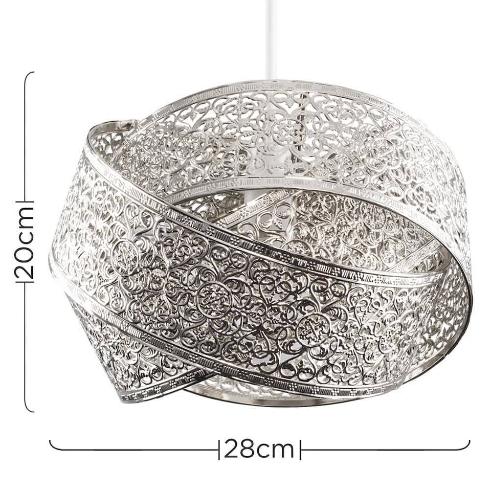image 1 of ValueLights Hacienda Brushed Chrome Ceiling Pendant Shade