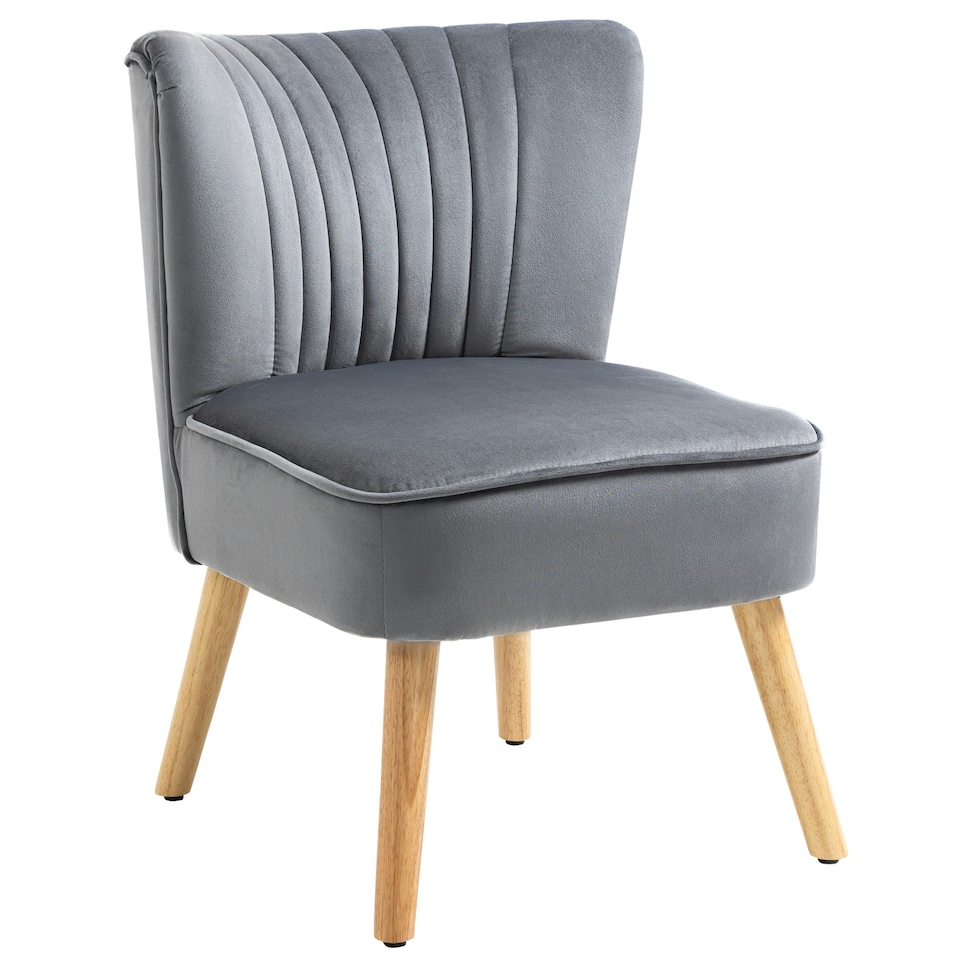 image 1 of HOMCOM Velvet Accent Chair Occasional Tub Chair for Living Room, Grey