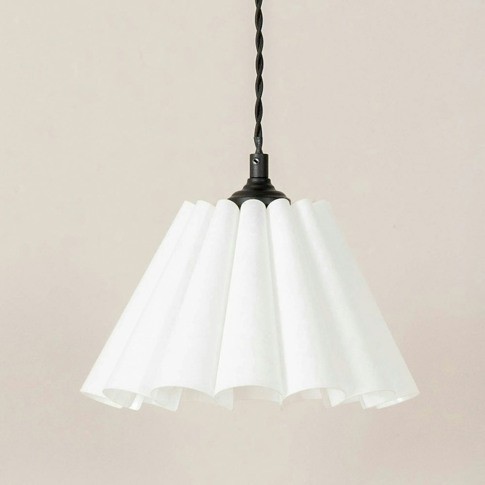 image 1 of ValueLights Lauren White Pleated Shade 3 Drop Bar Matte Black Diner Ceiling Pendant Light Black