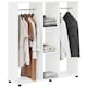 image 1 of HOMCOM Double Open Wardrobe on Wheels, Bedroom Wardrobe with Clothes Hanging Rails, 3 Storage Shelves, Mobile Garment Rack for Cloakroom, Hallway, White