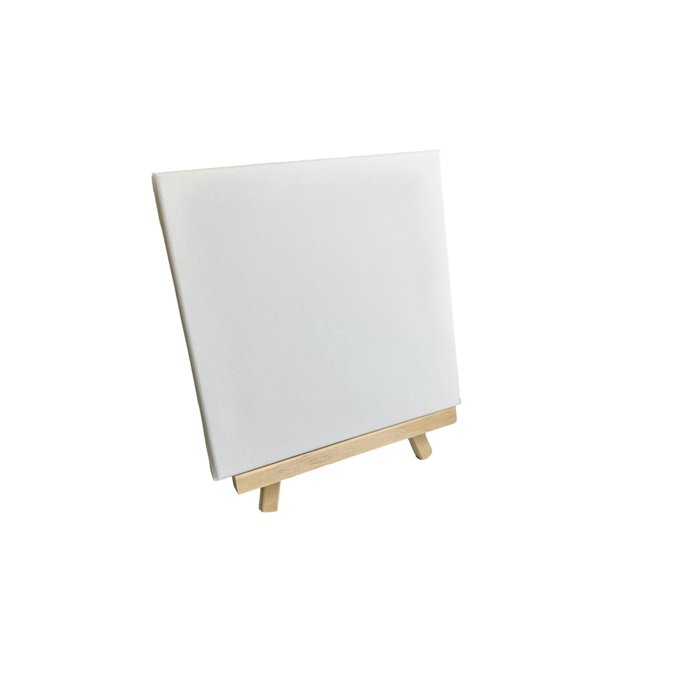 image 1 of 20x20cm Canvas and Wooden Easel Set