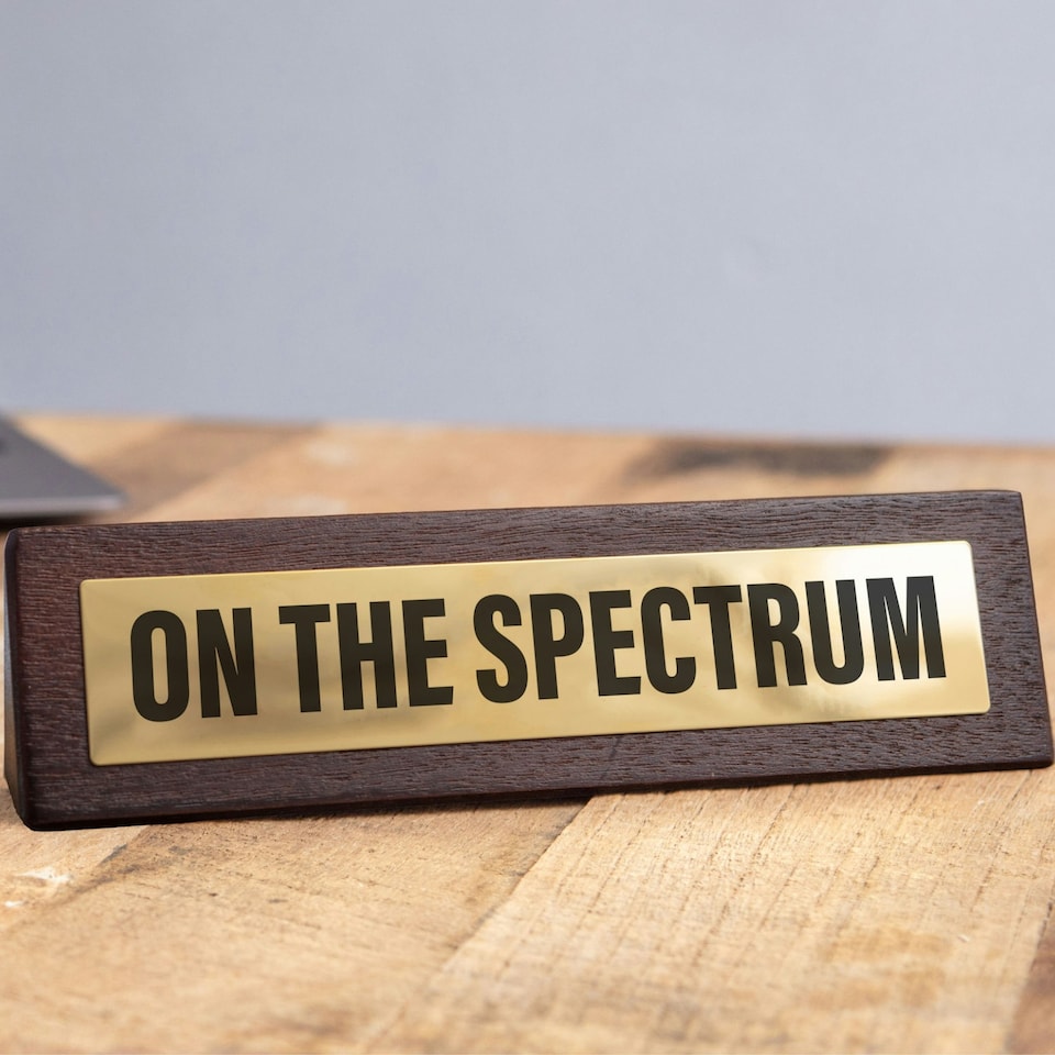 image 1 of Wooden Desk Sign - On the Spectrum