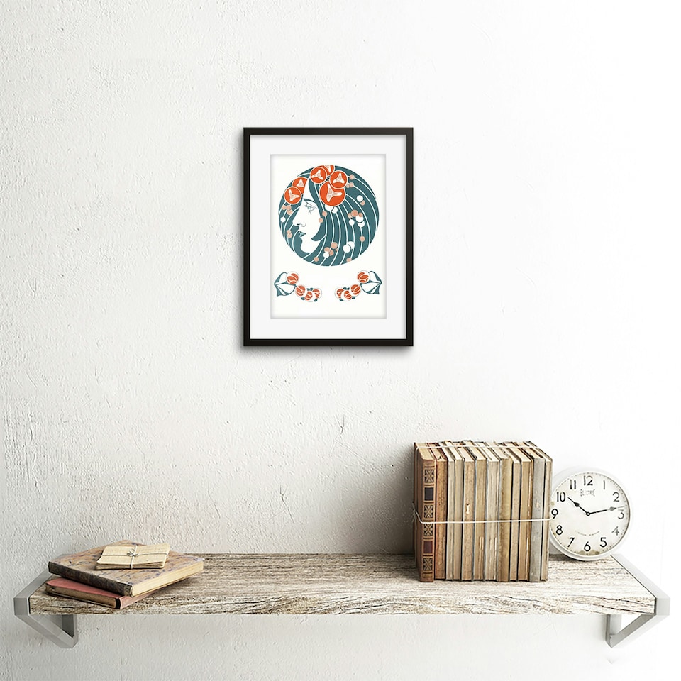 image 1 of Benirschke Die Quelle Secession Graphic Art Nouveau 9x7" Black Framed Wall Art Print