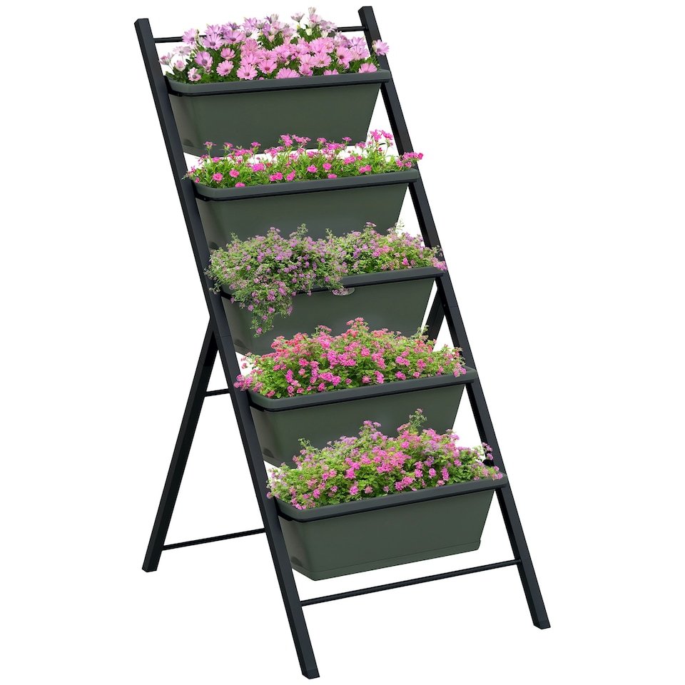 image 1 of Outsunny Indoor Outdoor Vertical Raised Garden Bed with 5 Removable Tray