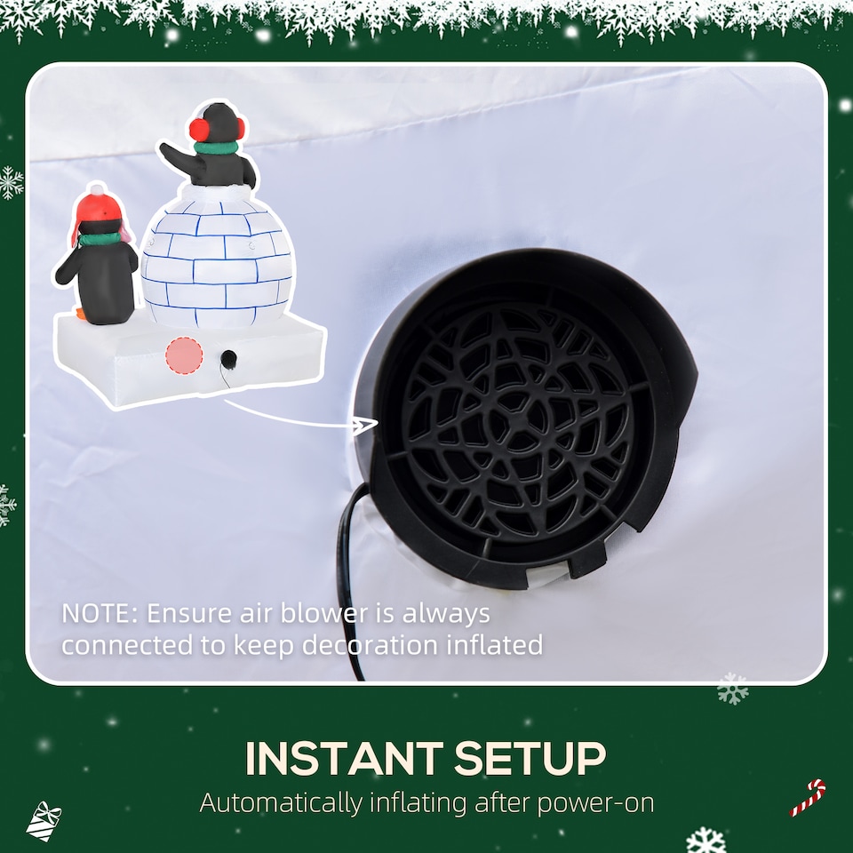 image 1 of HOMCOM 5ft Christmas Inflatable Two Penguins Wearing a Scarf with Ice House Blow Up Decor Home Indoors with Builtin LED Lights Outdoor Toys in Lawn Garden