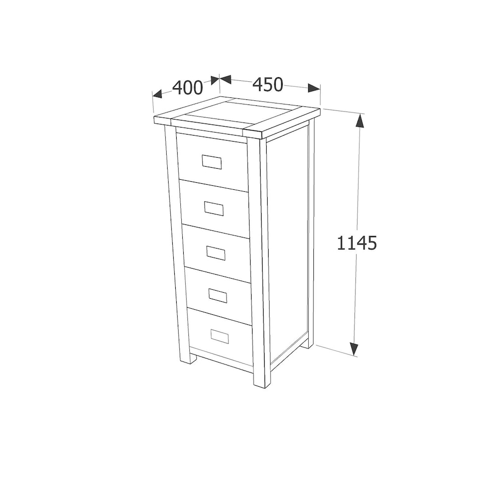 image 1 of Core Products Dunkeld 5 Drawer Midnight Blue Narrow Chest, H114.5cm x W45.0cm x D40.0cm Blue