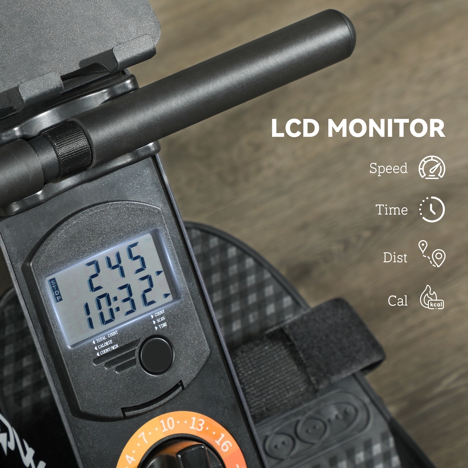 image 1 of SPORTNOW Folding Magnetic Rowing Machine with Dual Aluminium Slide Rail